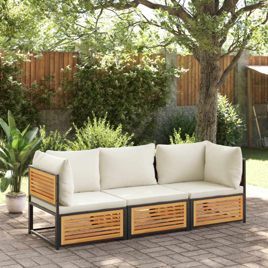vidaXL Sofa ogrodowa z poduszkami, 2-osobowa, lite drewno akacjowe