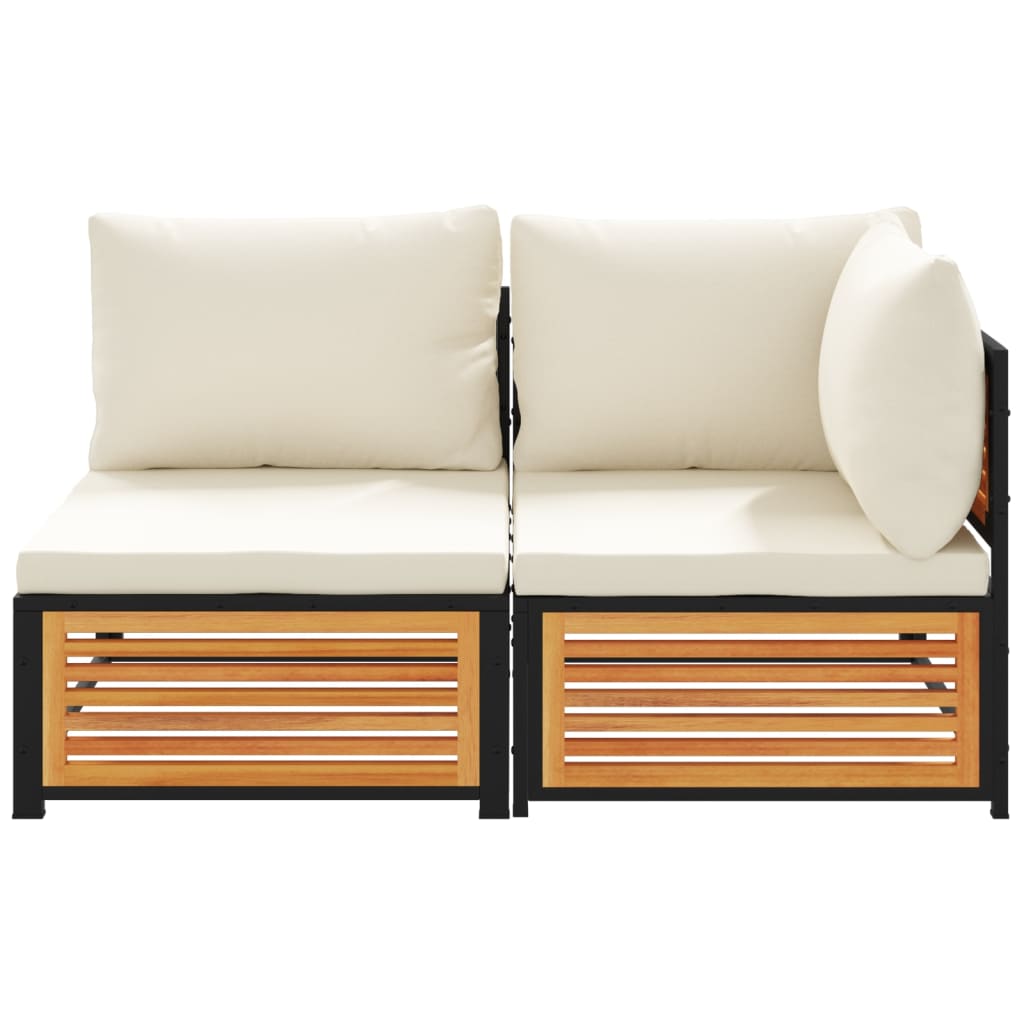 vidaXL Sofa ogrodowa z poduszkami, 2-osobowa, lite drewno akacjowe