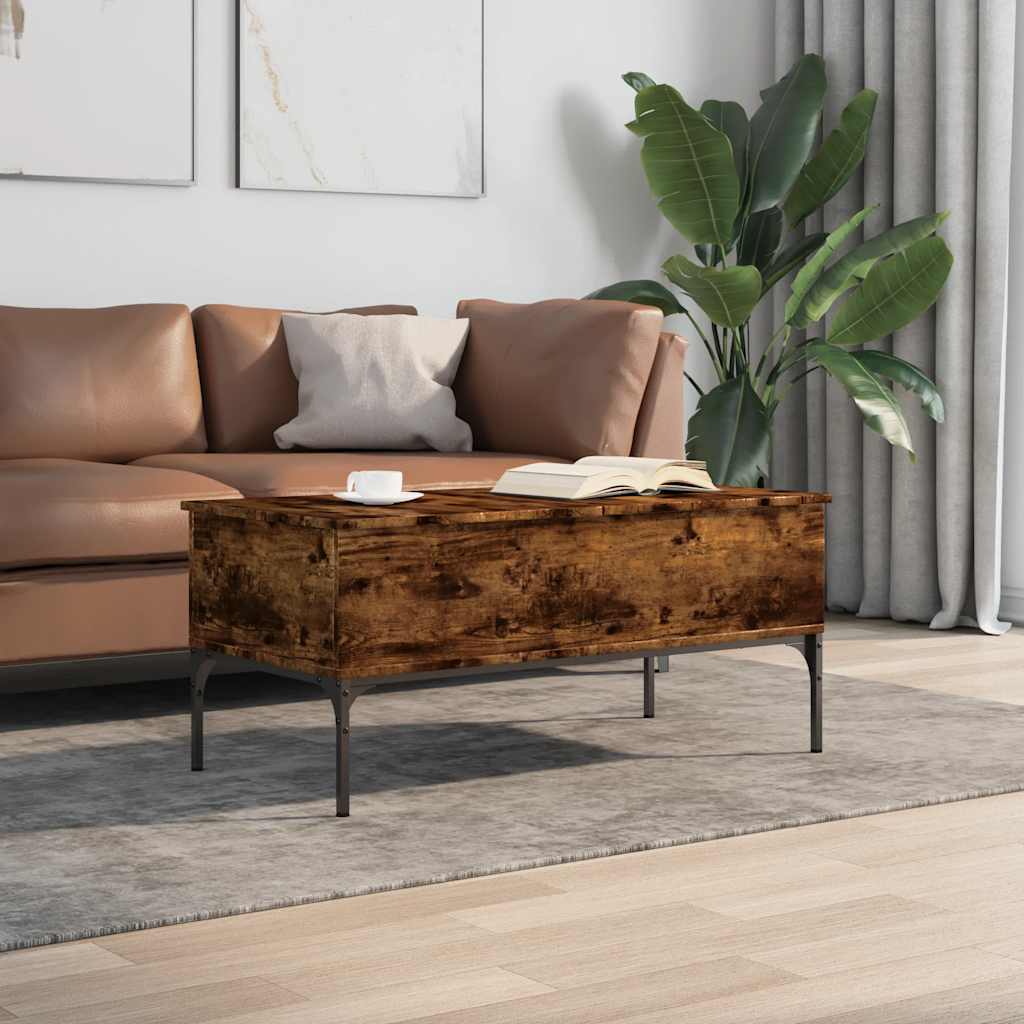 vidaXL Stolik kawowy, przydymiony dąb, 100x50x45 cm