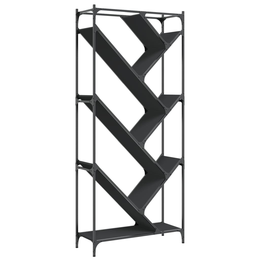 vidaXL Regał, czarny, 79x30x180 cm, materiał drewnopochodny i metal
