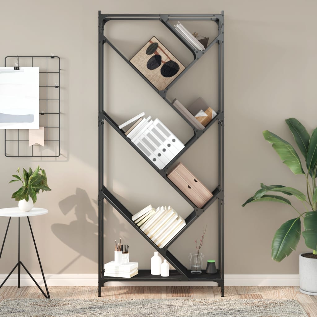vidaXL Regał, czarny, 79x30x180 cm, materiał drewnopochodny i metal