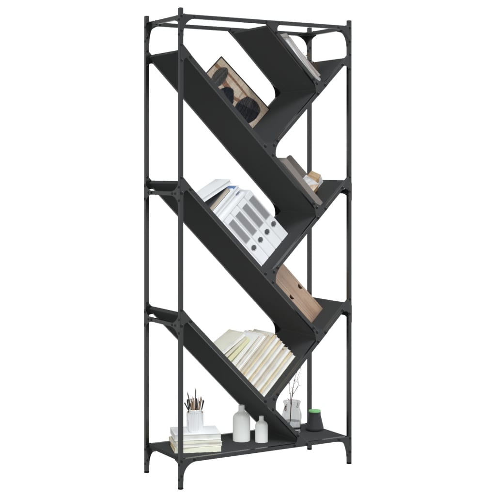vidaXL Regał, czarny, 79x30x180 cm, materiał drewnopochodny i metal