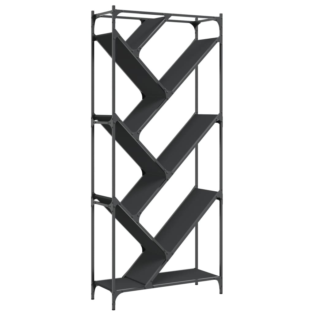 vidaXL Regał, czarny, 79x30x180 cm, materiał drewnopochodny i metal