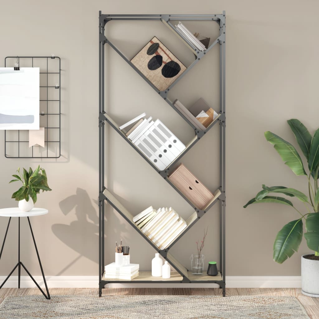 vidaXL Regał, dąb sonoma 79x30x180 cm, materiał drewnopochodny i metal