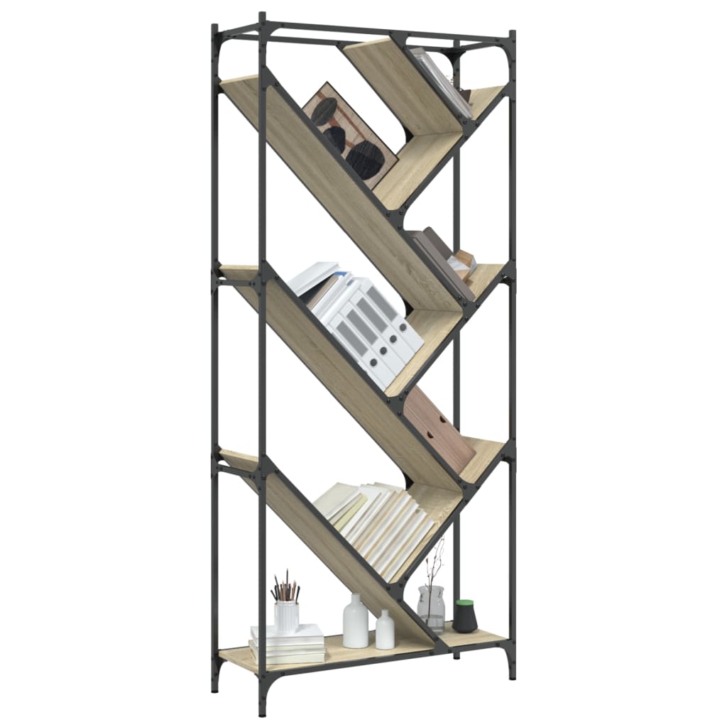 vidaXL Regał, dąb sonoma 79x30x180 cm, materiał drewnopochodny i metal