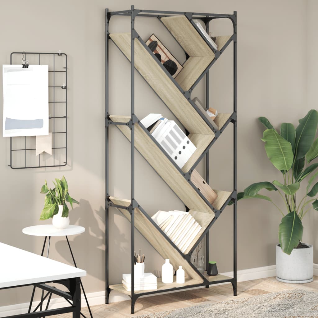 vidaXL Regał, dąb sonoma 79x30x180 cm, materiał drewnopochodny i metal