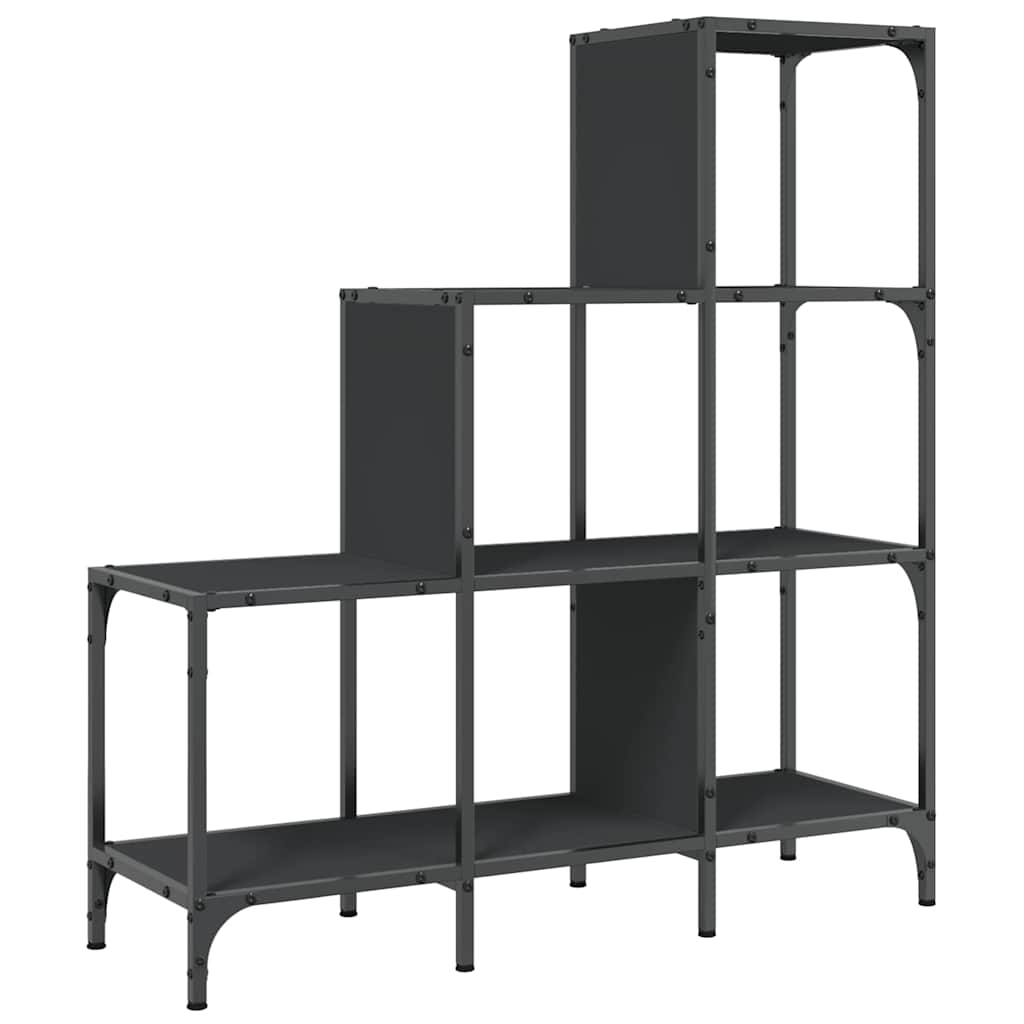 vidaXL Regał, czarny, 92x30x102 cm, materiał drewnopochodny i metal