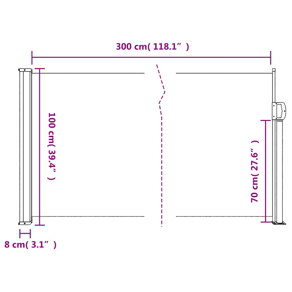 vidaXL Markiza boczna rozkładana antracytowa 100x300 cm