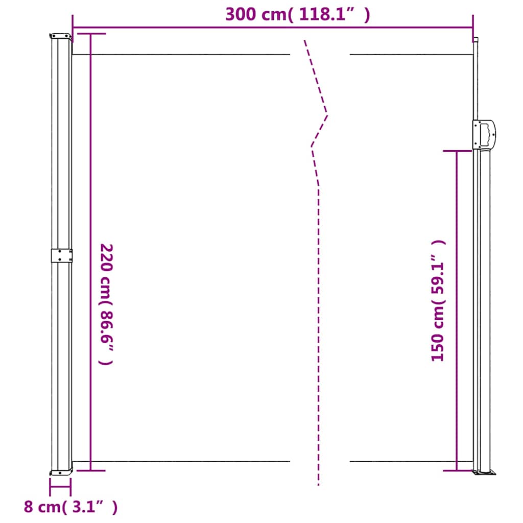 vidaXL Markiza boczna rozkładana antracytowa 220x300 cm
