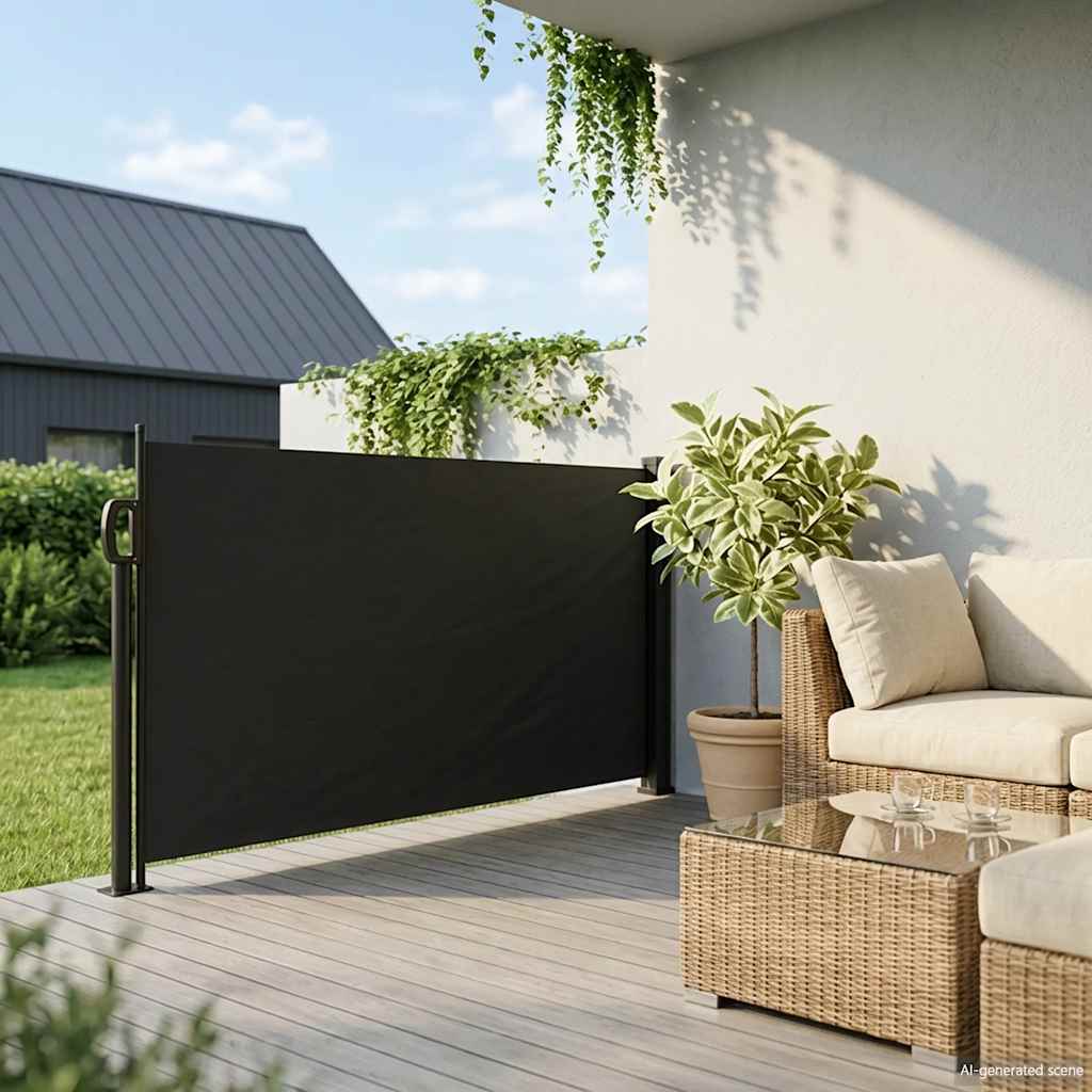 vidaXL Zwijana markiza boczna, czarna, 120 x 600 cm