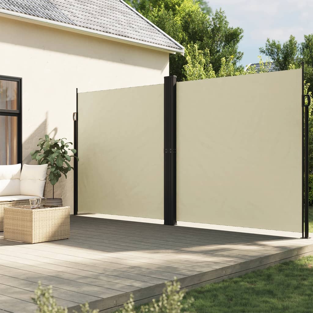 vidaXL Zwijana markiza boczna, kremowa, 200x1200 cm