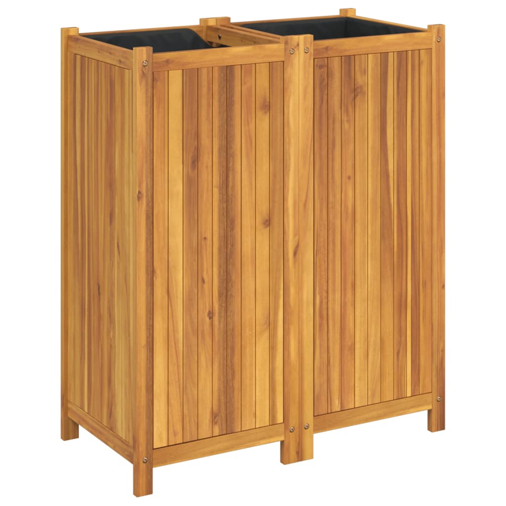 vidaXL Donica ogrodowa z wyściółką, 84x42x100 cm, lite drewno akacjowe