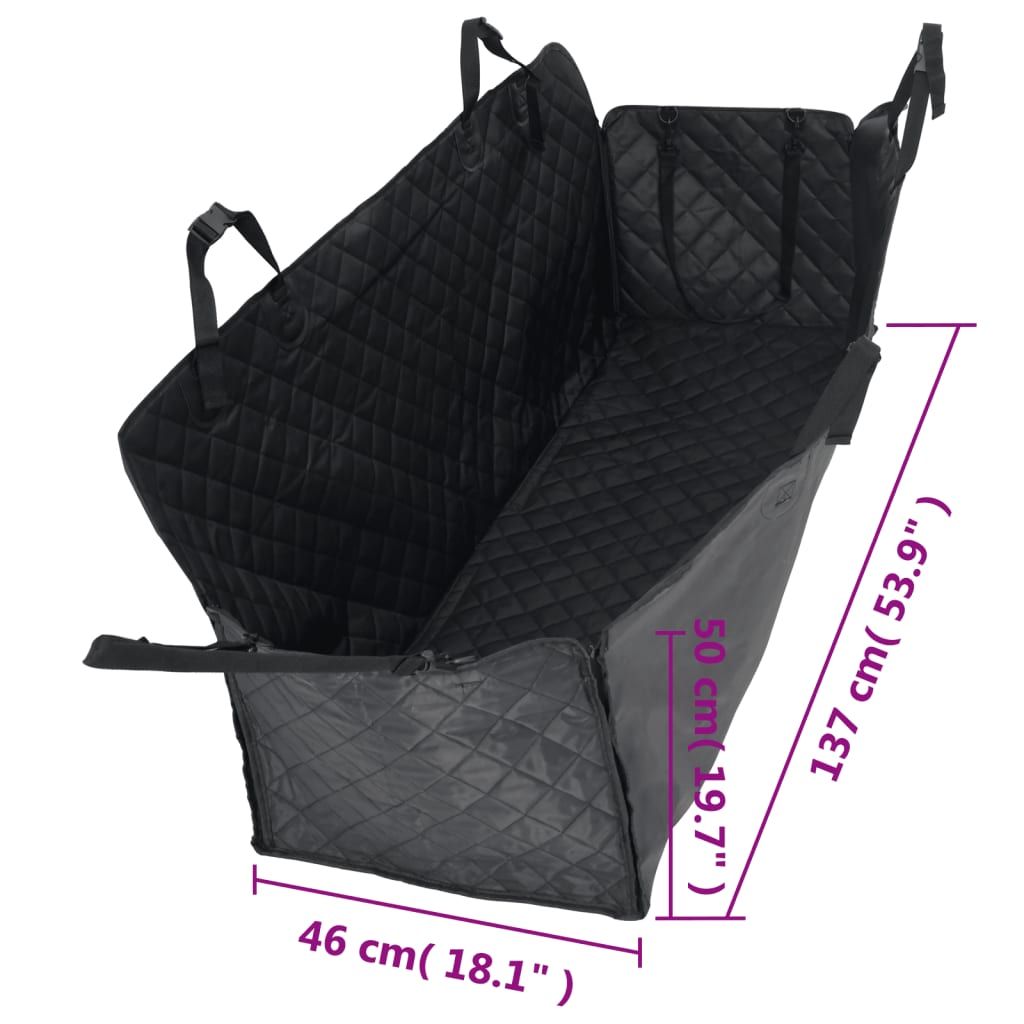vidaXL Pokrowiec samochodowy dla psa, czarny, 137x46x50 cm