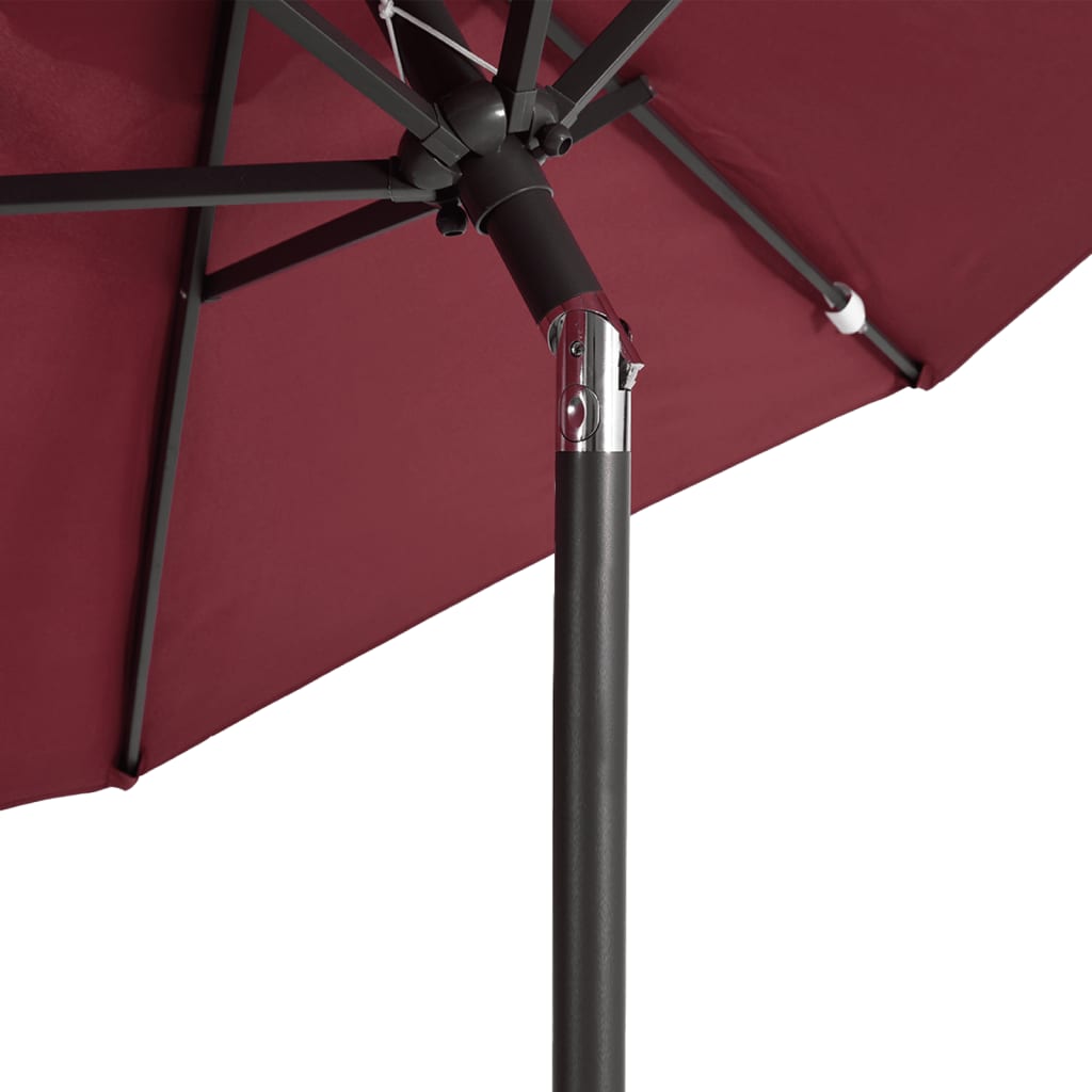 vidaXL Parasol ogrodowy na stalowym słupku, bordowy, 225x225x212 cm