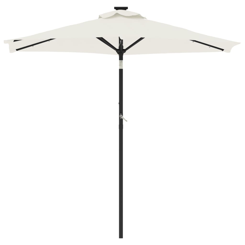 vidaXL Parasol ogrodowy z LED, stalowy słupek, biały, 225x225x212 cm