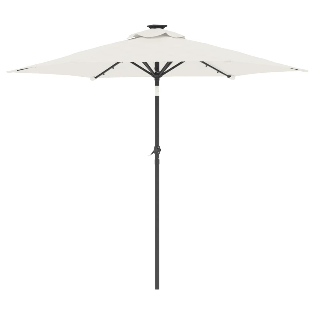 vidaXL Parasol ogrodowy z LED, stalowy słupek, biały, 225x225x212 cm