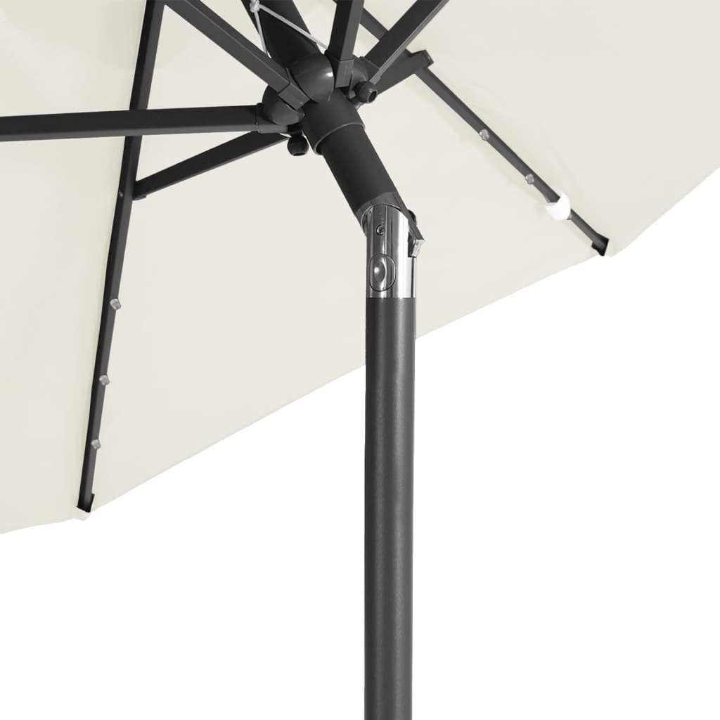 vidaXL Parasol ogrodowy z LED, stalowy słupek, biały, 225x225x212 cm