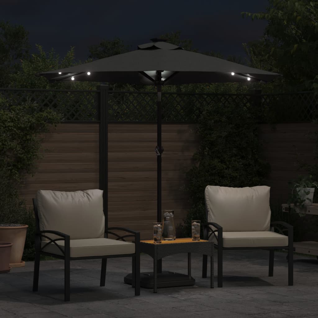 vidaXL Parasol ogrodowy LED, stalowy słupek, antracyt, 225x225x212 cm