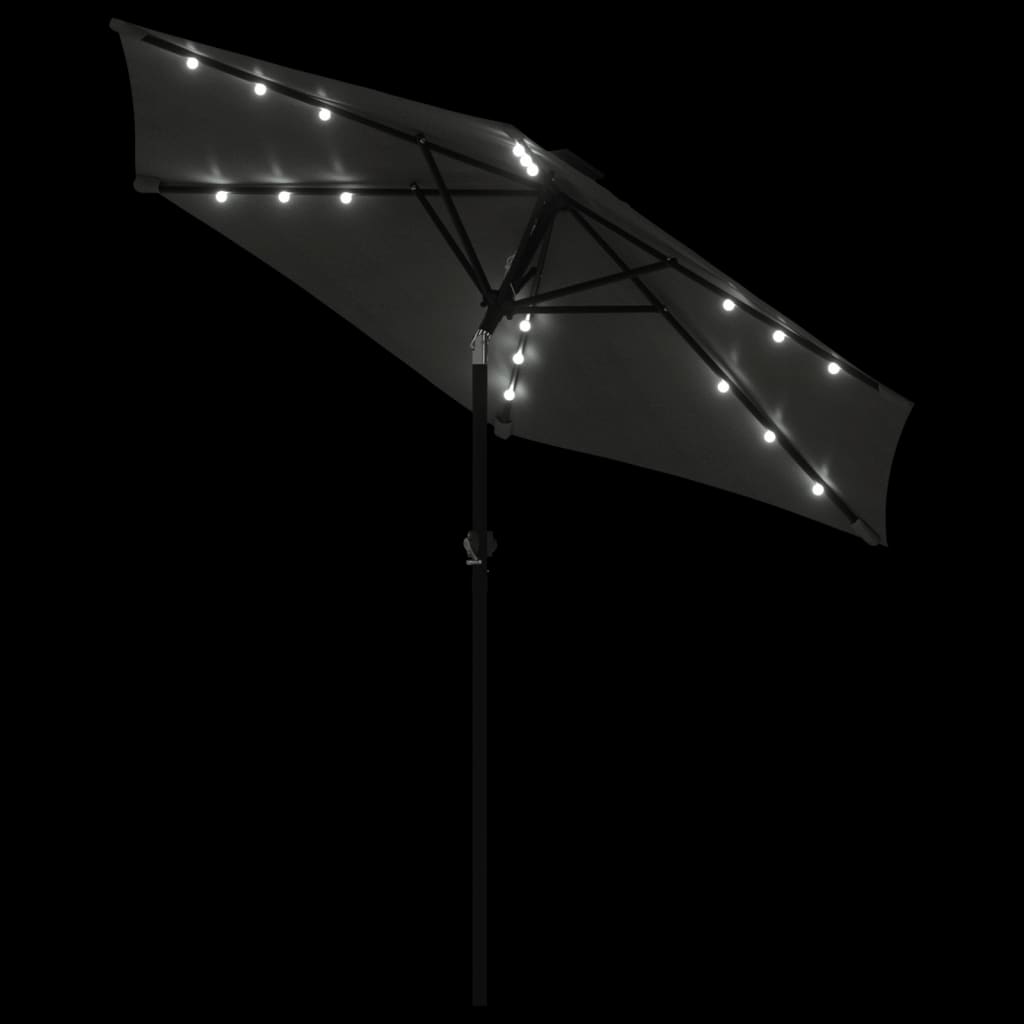 vidaXL Parasol ogrodowy LED, stalowy słupek, antracyt, 225x225x212 cm