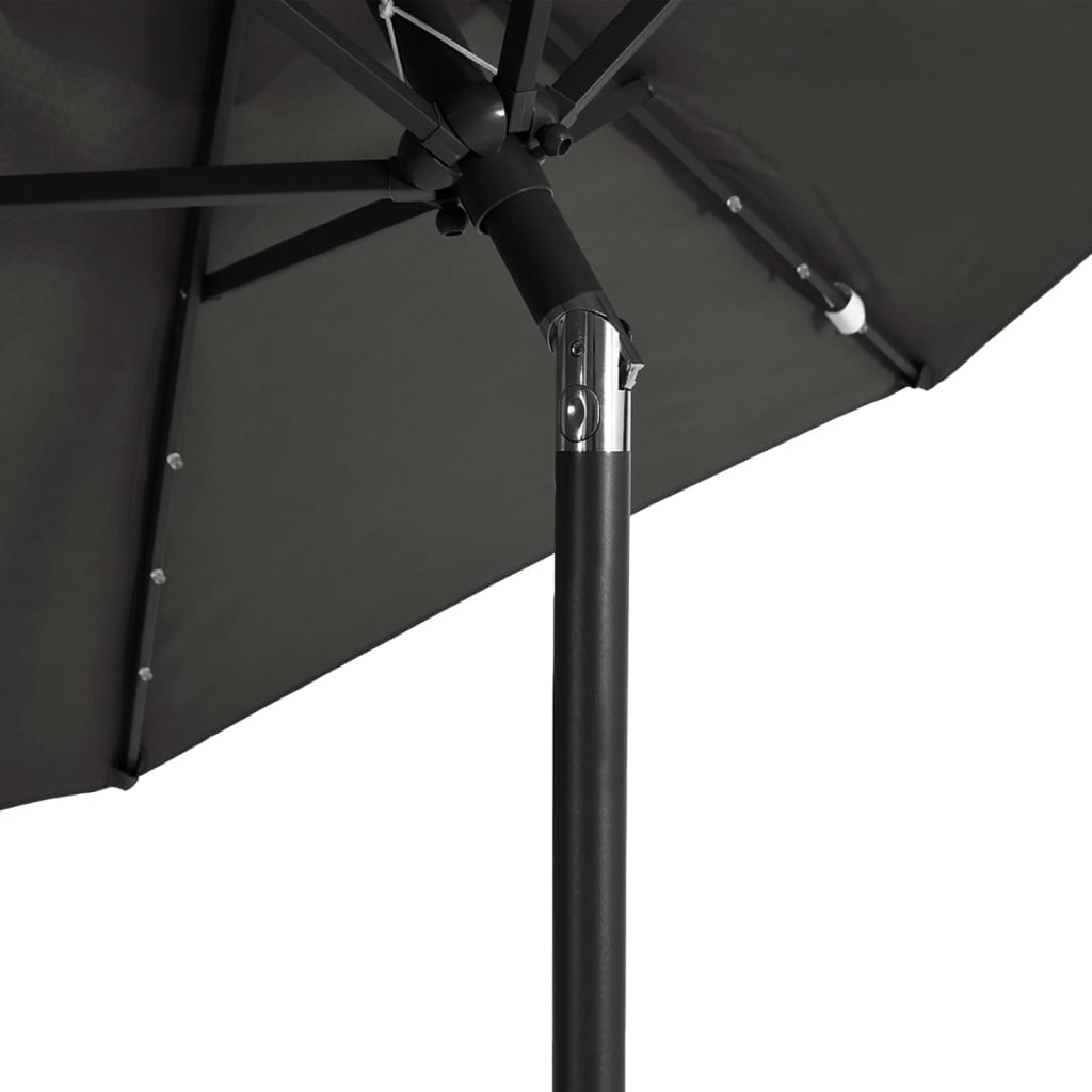 vidaXL Parasol ogrodowy LED, stalowy słupek, antracyt, 225x225x212 cm