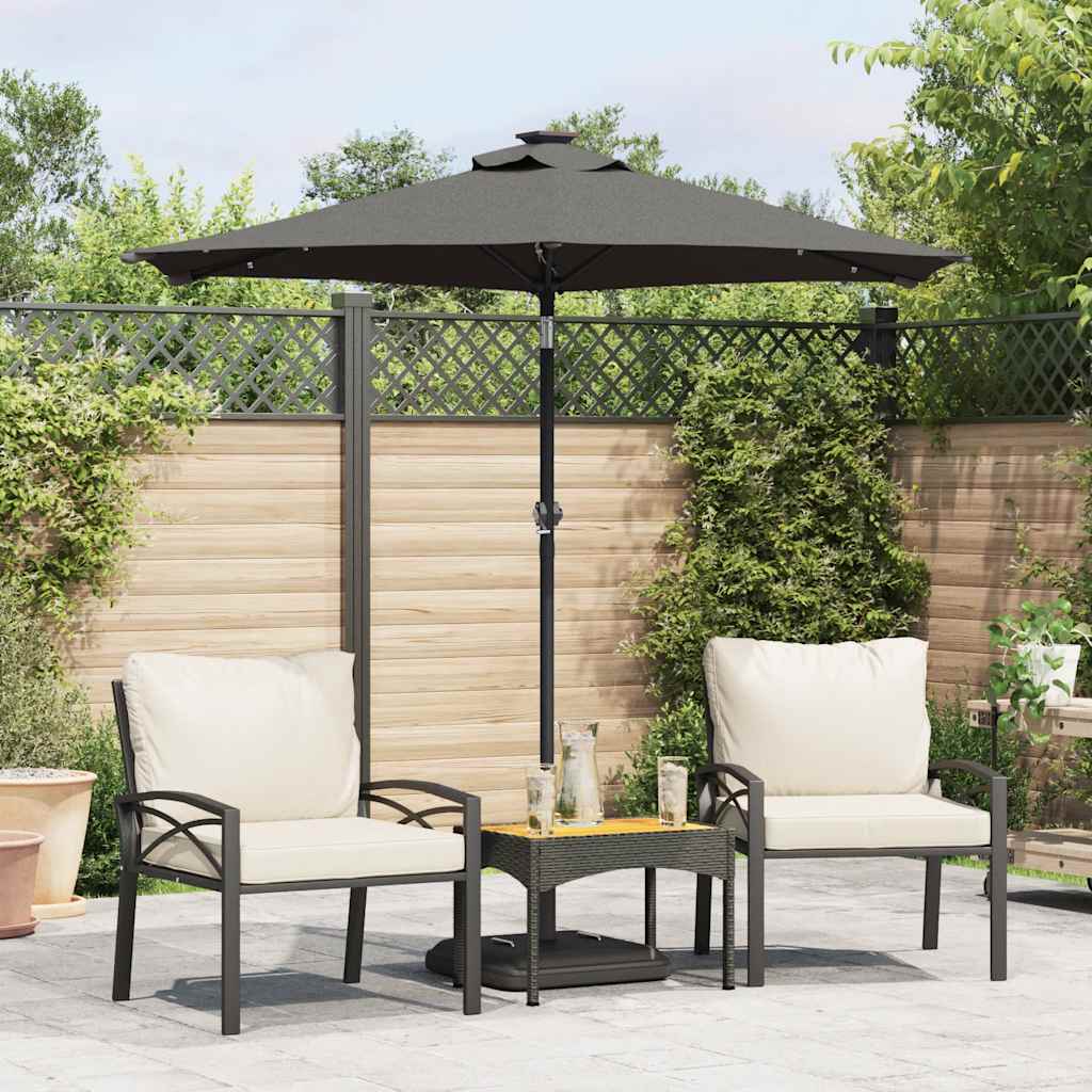 vidaXL Parasol ogrodowy LED, stalowy słupek, antracyt, 225x225x212 cm
