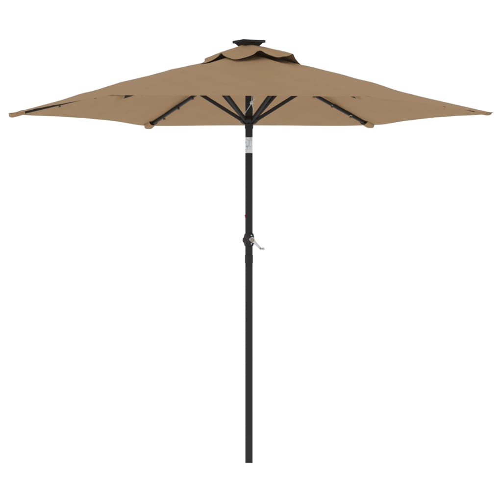 vidaXL Parasol ogrodowy LED, stalowy słupek, taupe, 225x225x212 cm