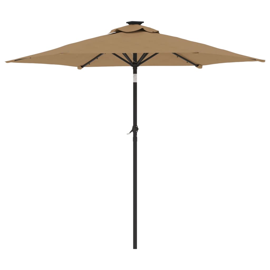 vidaXL Parasol ogrodowy LED, stalowy słupek, taupe, 225x225x212 cm