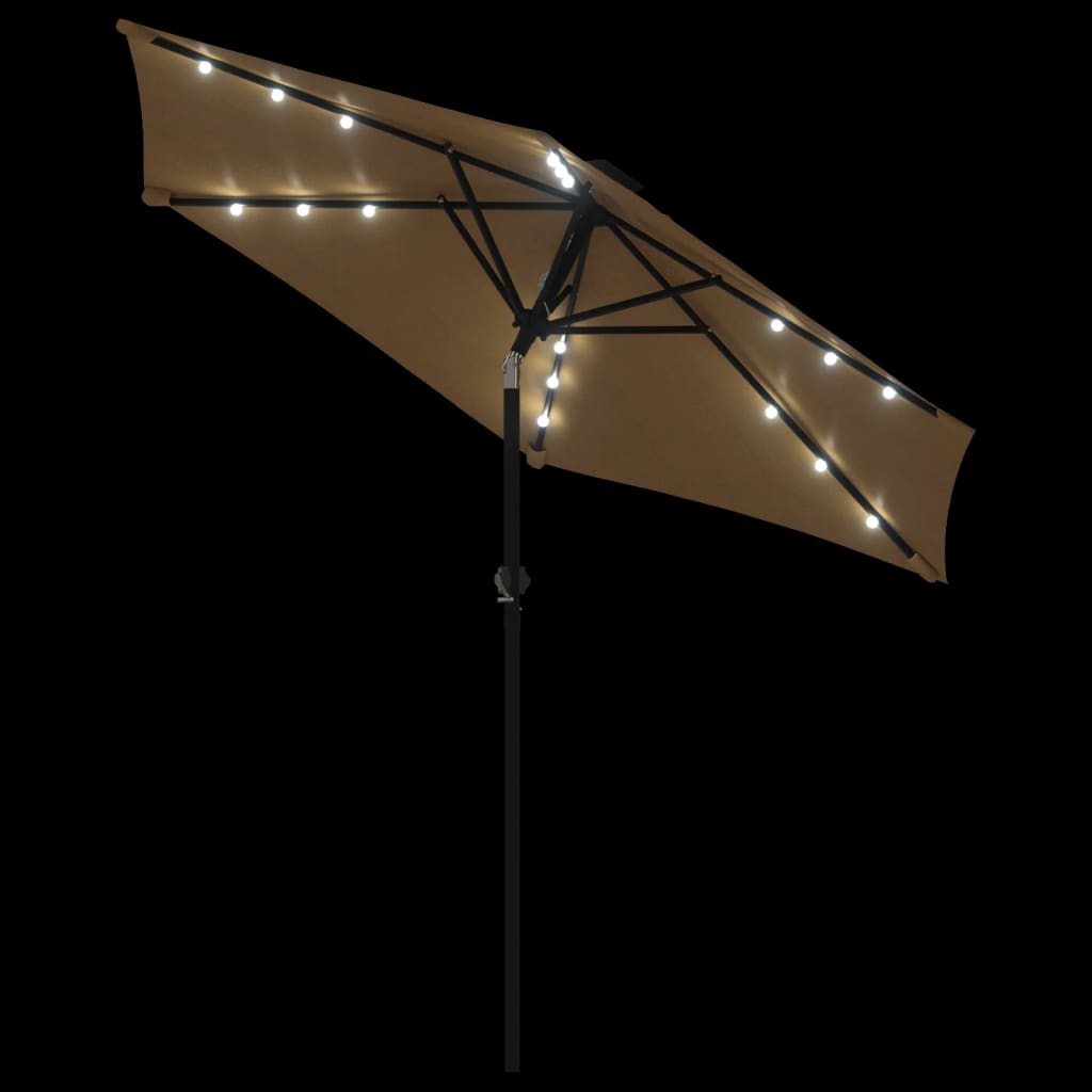 vidaXL Parasol ogrodowy LED, stalowy słupek, taupe, 225x225x212 cm