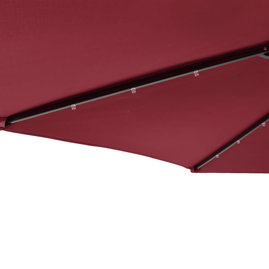 vidaXL Parasol ogrodowy LED, stalowy słupek, bordowy, 225x225x212 cm