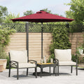 vidaXL Parasol ogrodowy LED, stalowy słupek, bordowy, 225x225x212 cm