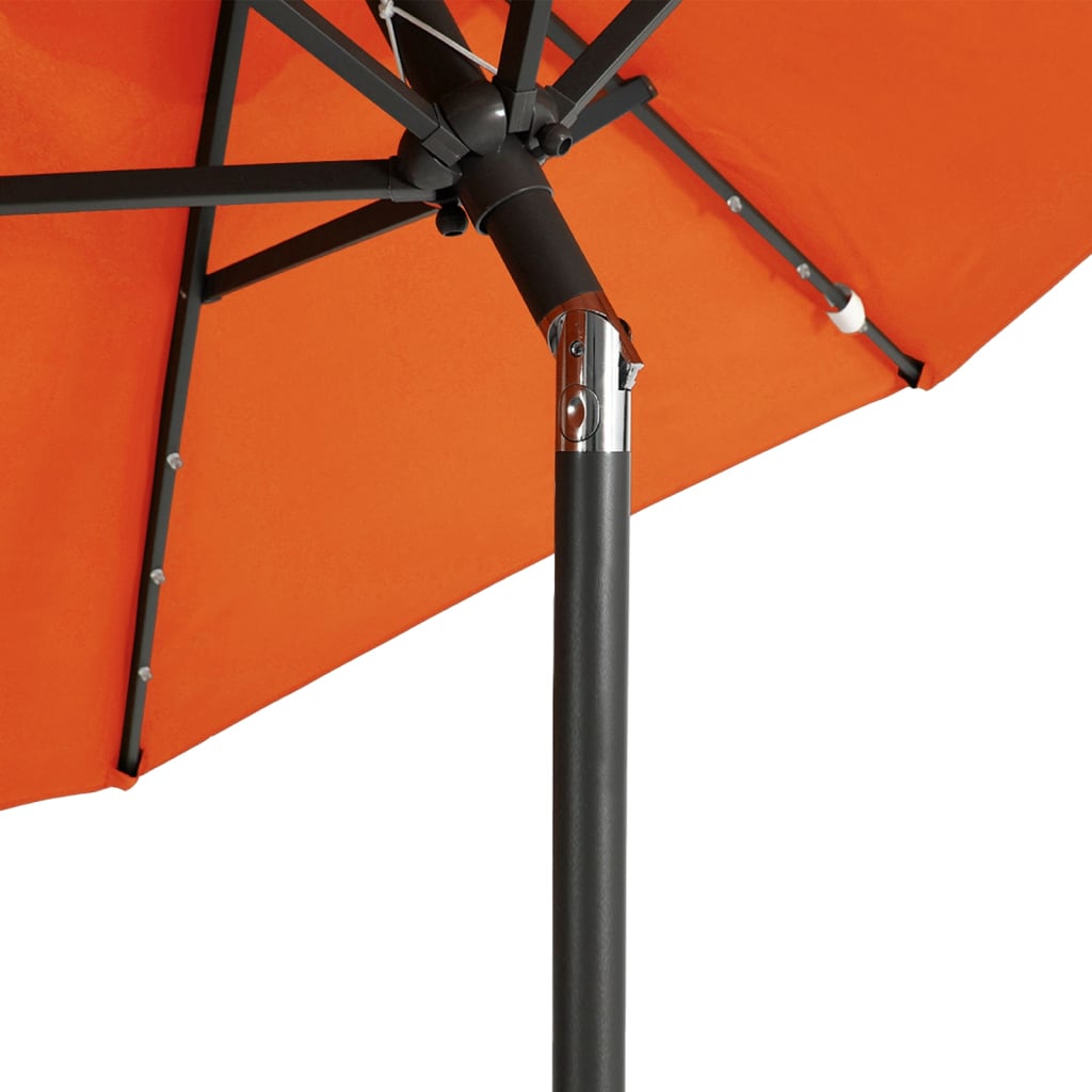 vidaXL Parasol ogrodowy LED, stalowy słupek, terakota, 225x225x212 cm
