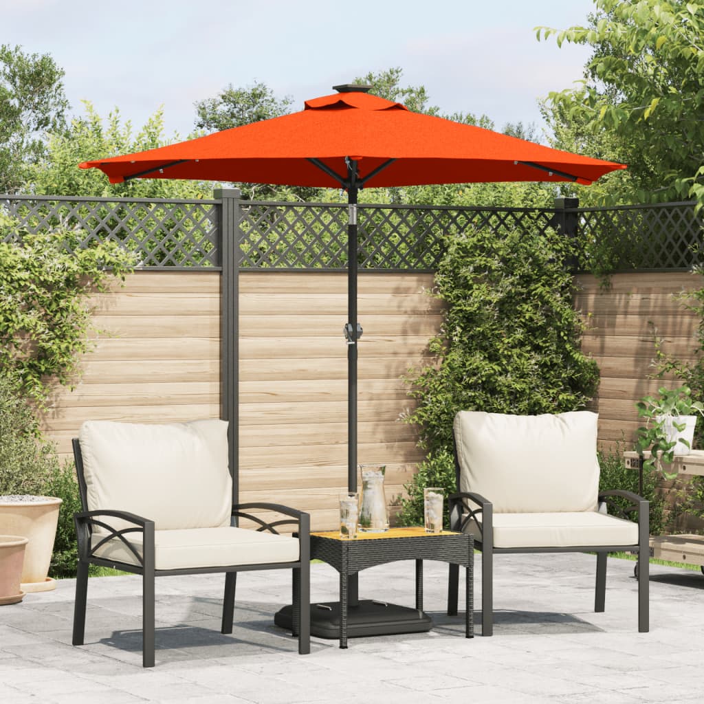 vidaXL Parasol ogrodowy LED, stalowy słupek, terakota, 225x225x212 cm