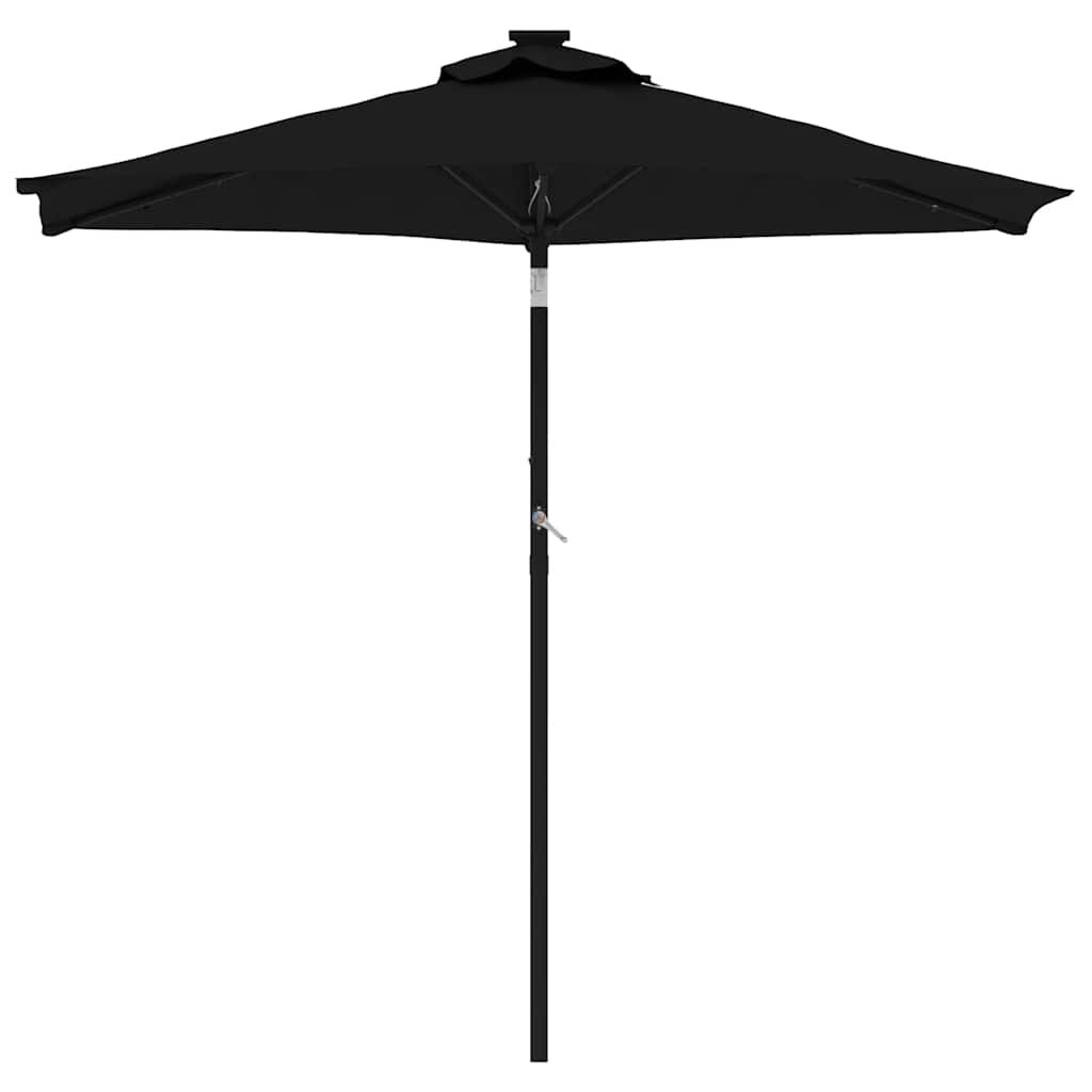 vidaXL Parasol ogrodowy LED, stalowy słupek, czarny, 225x225x212 cm
