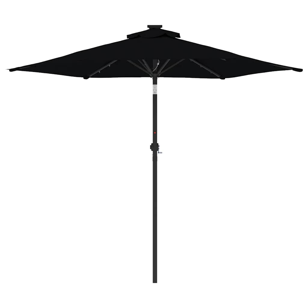 vidaXL Parasol ogrodowy LED, stalowy słupek, czarny, 225x225x212 cm