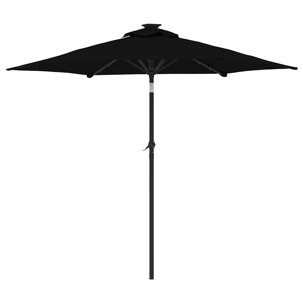 vidaXL Parasol ogrodowy LED, stalowy słupek, czarny, 225x225x212 cm