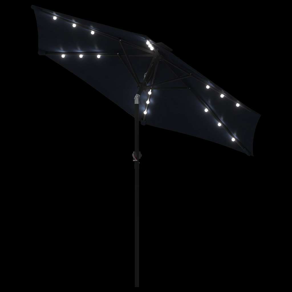 vidaXL Parasol ogrodowy LED, stalowy słupek, czarny, 225x225x212 cm
