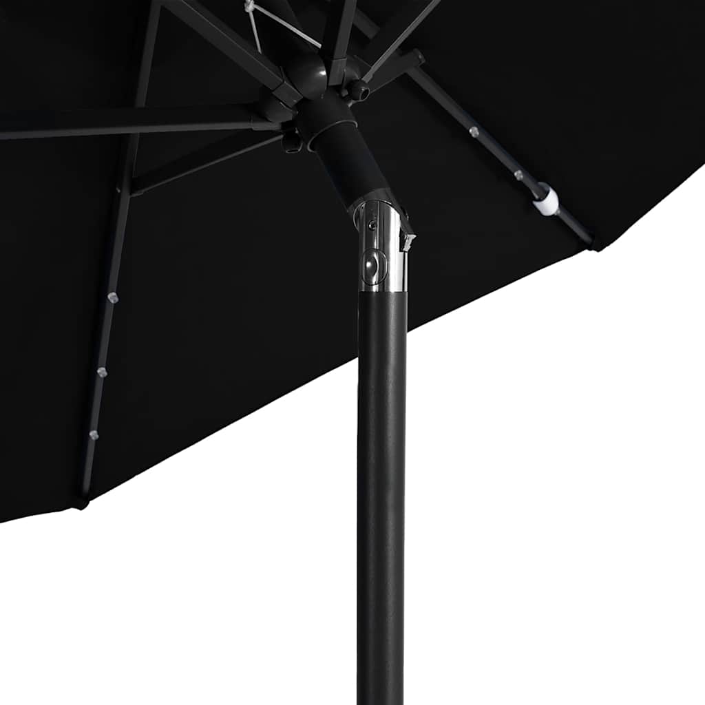vidaXL Parasol ogrodowy LED, stalowy słupek, czarny, 225x225x212 cm