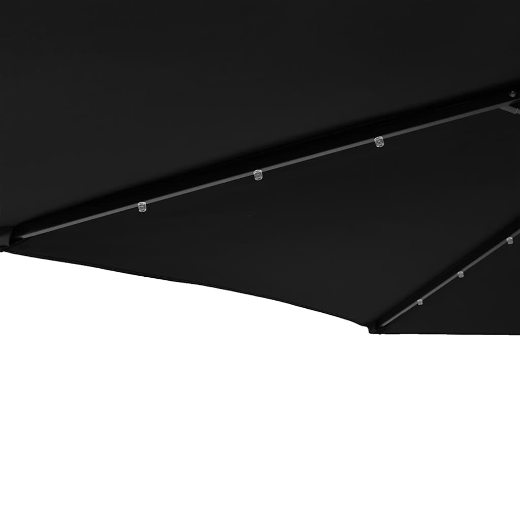 vidaXL Parasol ogrodowy LED, stalowy słupek, czarny, 225x225x212 cm