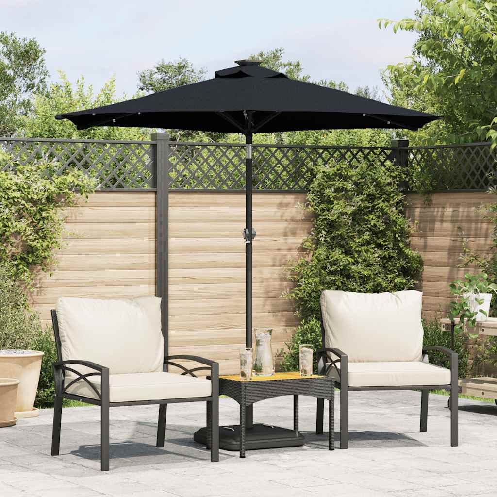 vidaXL Parasol ogrodowy LED, stalowy słupek, czarny, 225x225x212 cm