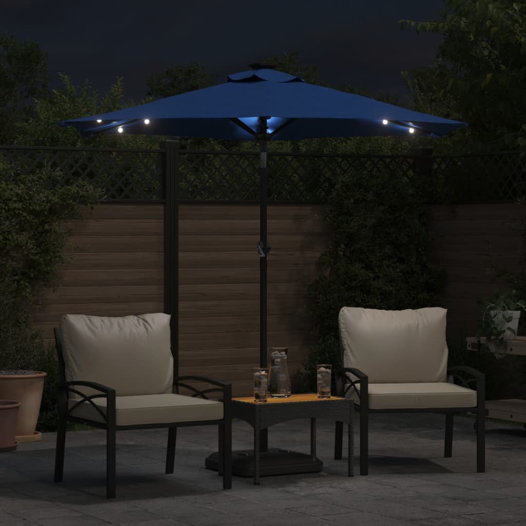 vidaXL Parasol ogrodowy LED, stalowy słupek, lazurowy, 225x225x212 cm