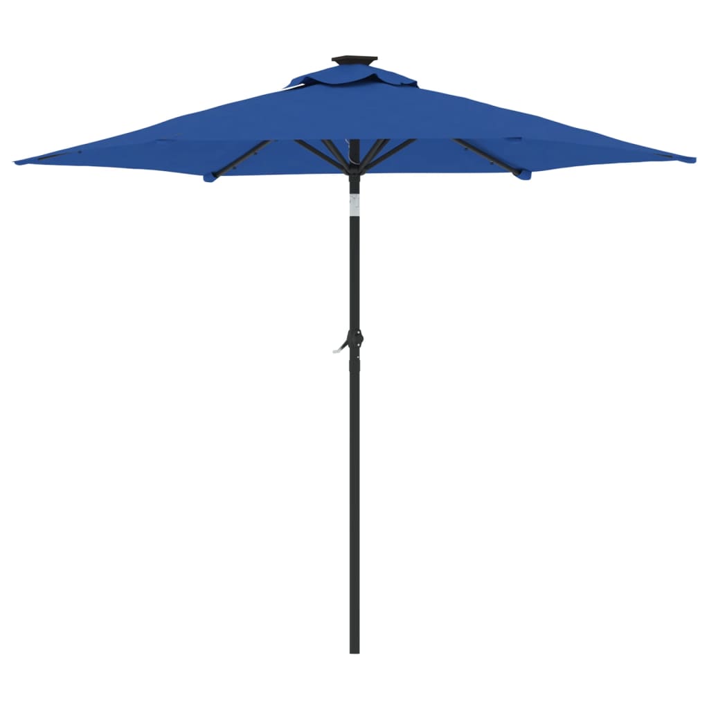 vidaXL Parasol ogrodowy LED, stalowy słupek, lazurowy, 225x225x212 cm
