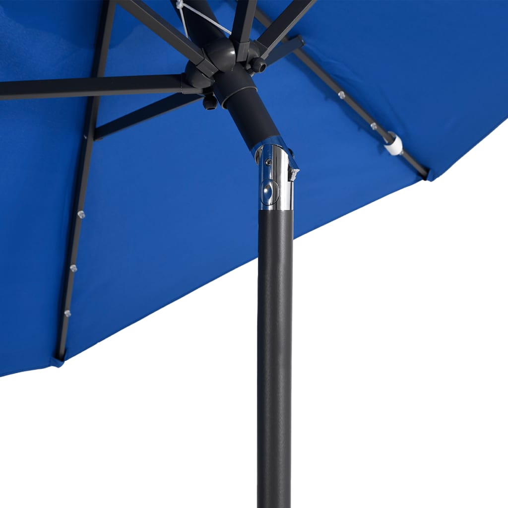 vidaXL Parasol ogrodowy LED, stalowy słupek, lazurowy, 225x225x212 cm