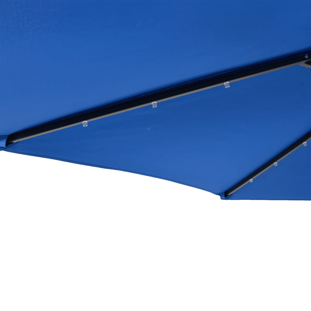 vidaXL Parasol ogrodowy LED, stalowy słupek, lazurowy, 225x225x212 cm