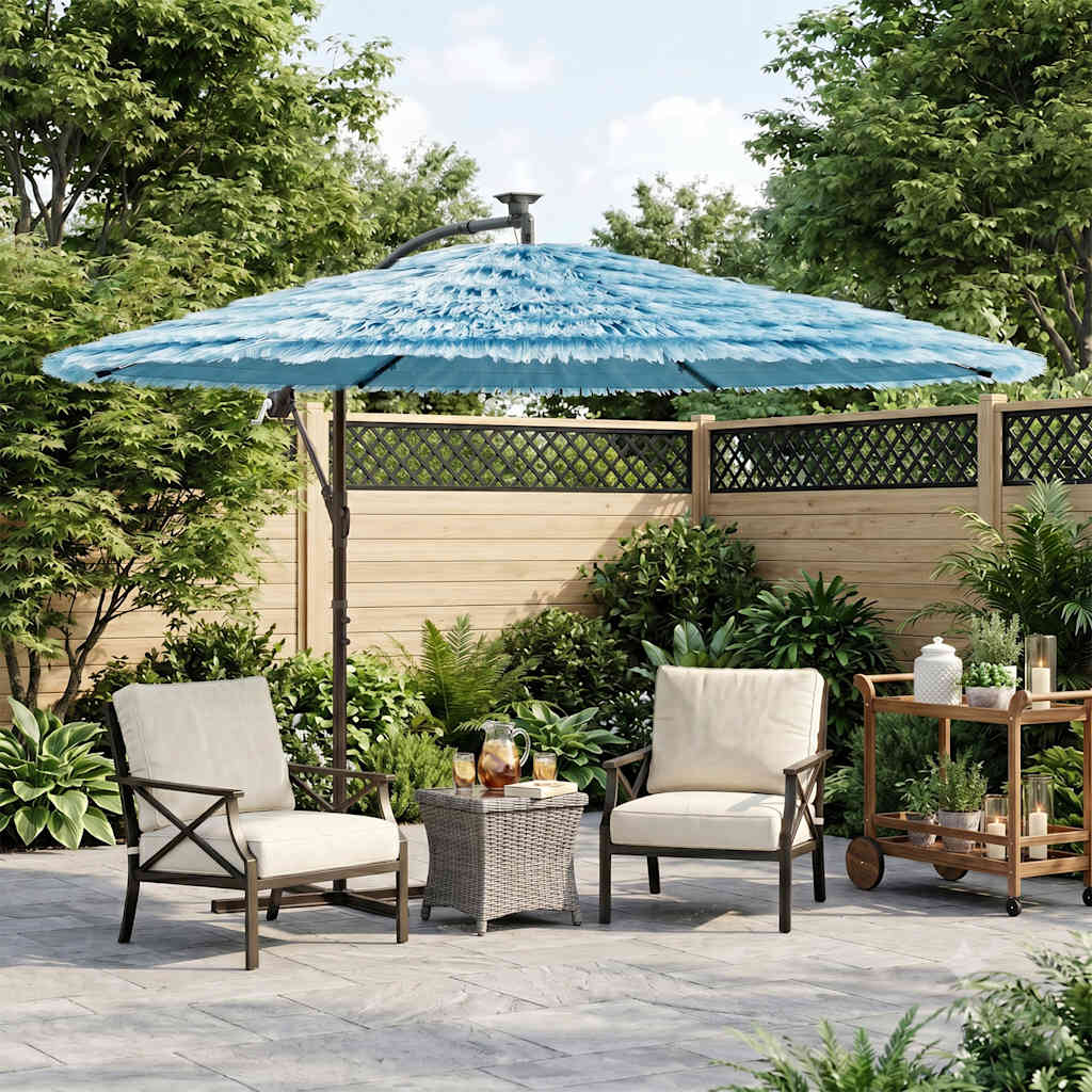 vidaXL Parasol ogrodowy na stalowym słupku, niebieski, 269x269x235 cm