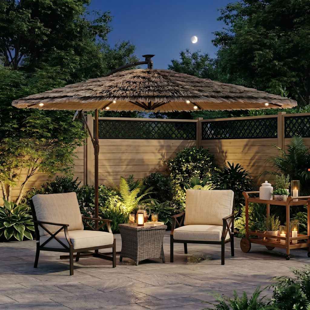 vidaXL Parasol ogrodowy z LED, stalowy słupek, brązowy, 246x246x230 cm