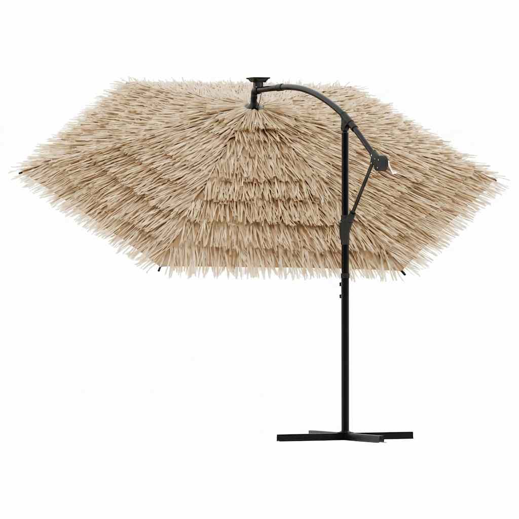 vidaXL Parasol ogrodowy z LED, stalowy słupek, brązowy, 246x246x230 cm