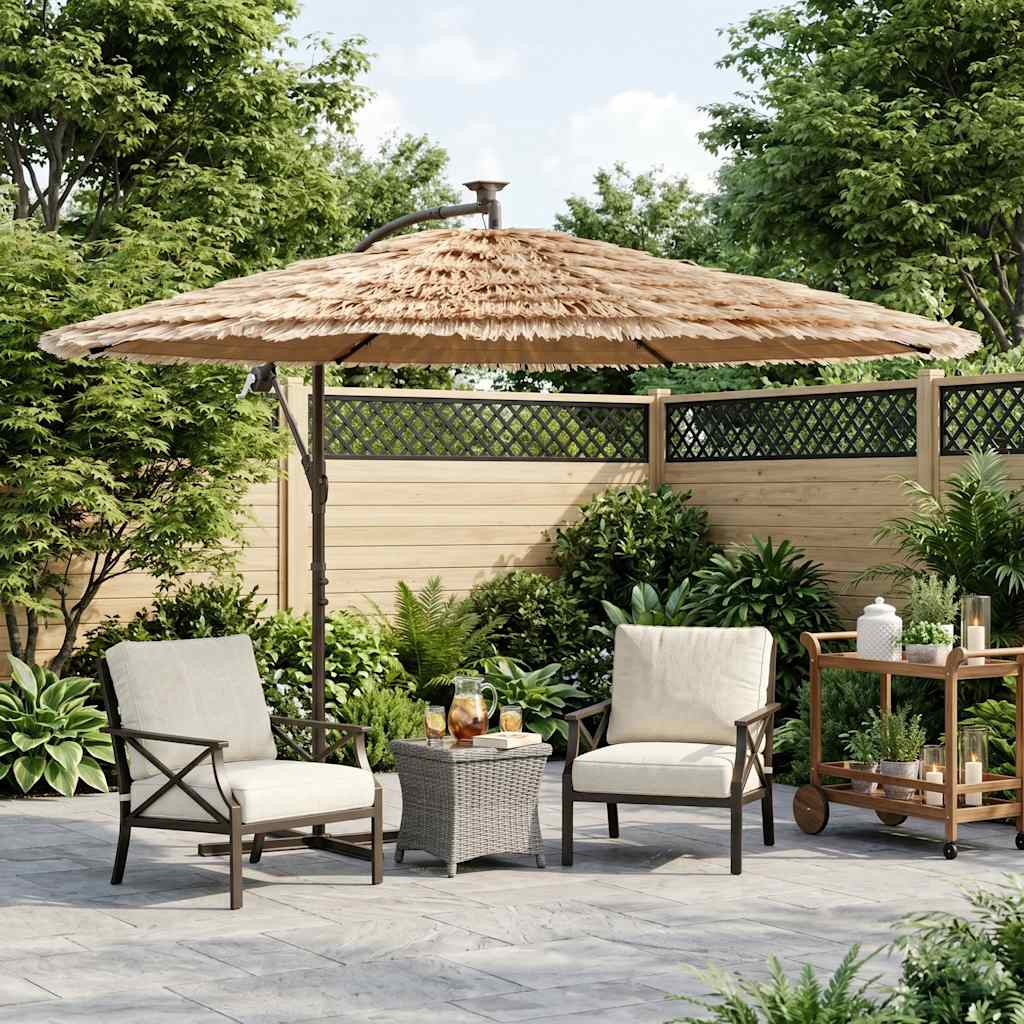 vidaXL Parasol ogrodowy z LED, stalowy słupek, brązowy, 246x246x230 cm