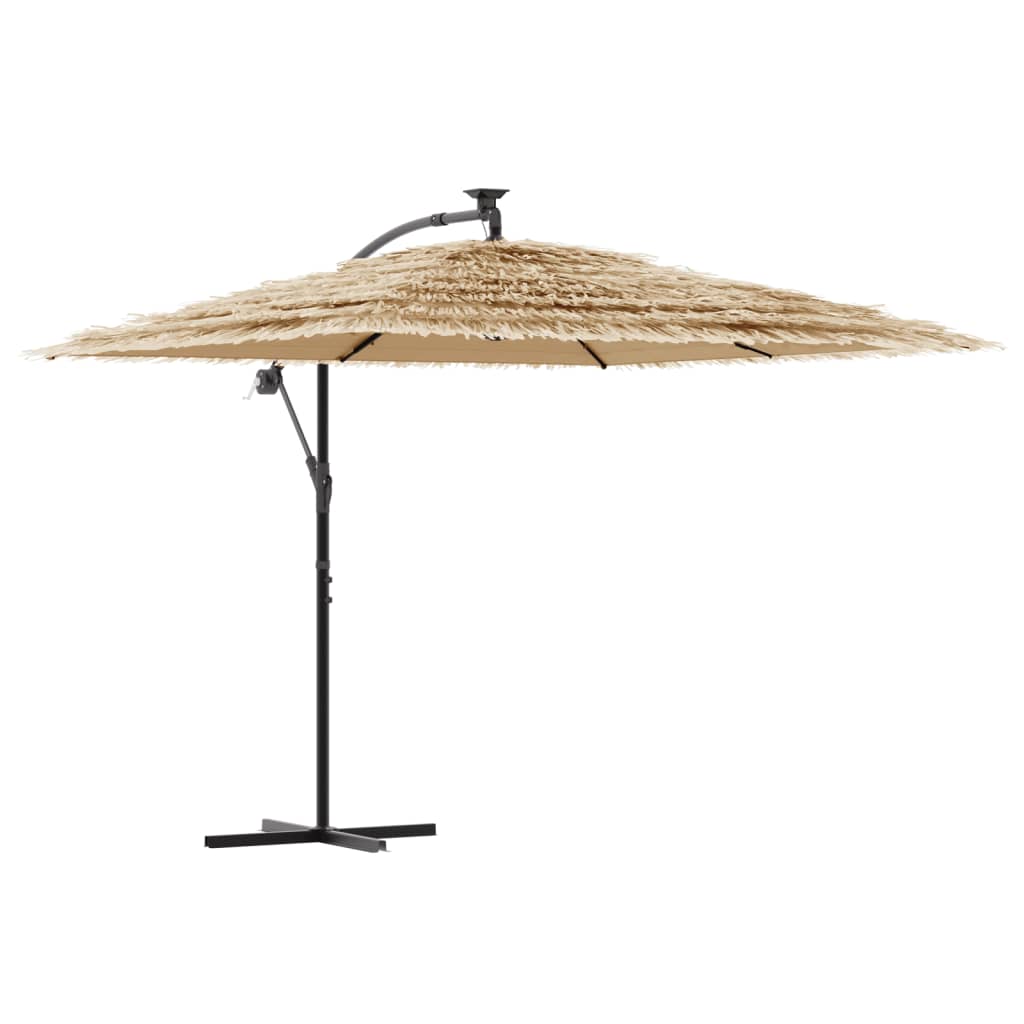 vidaXL Parasol ogrodowy z LED, stalowy słupek, brązowy, 269x269x235 cm