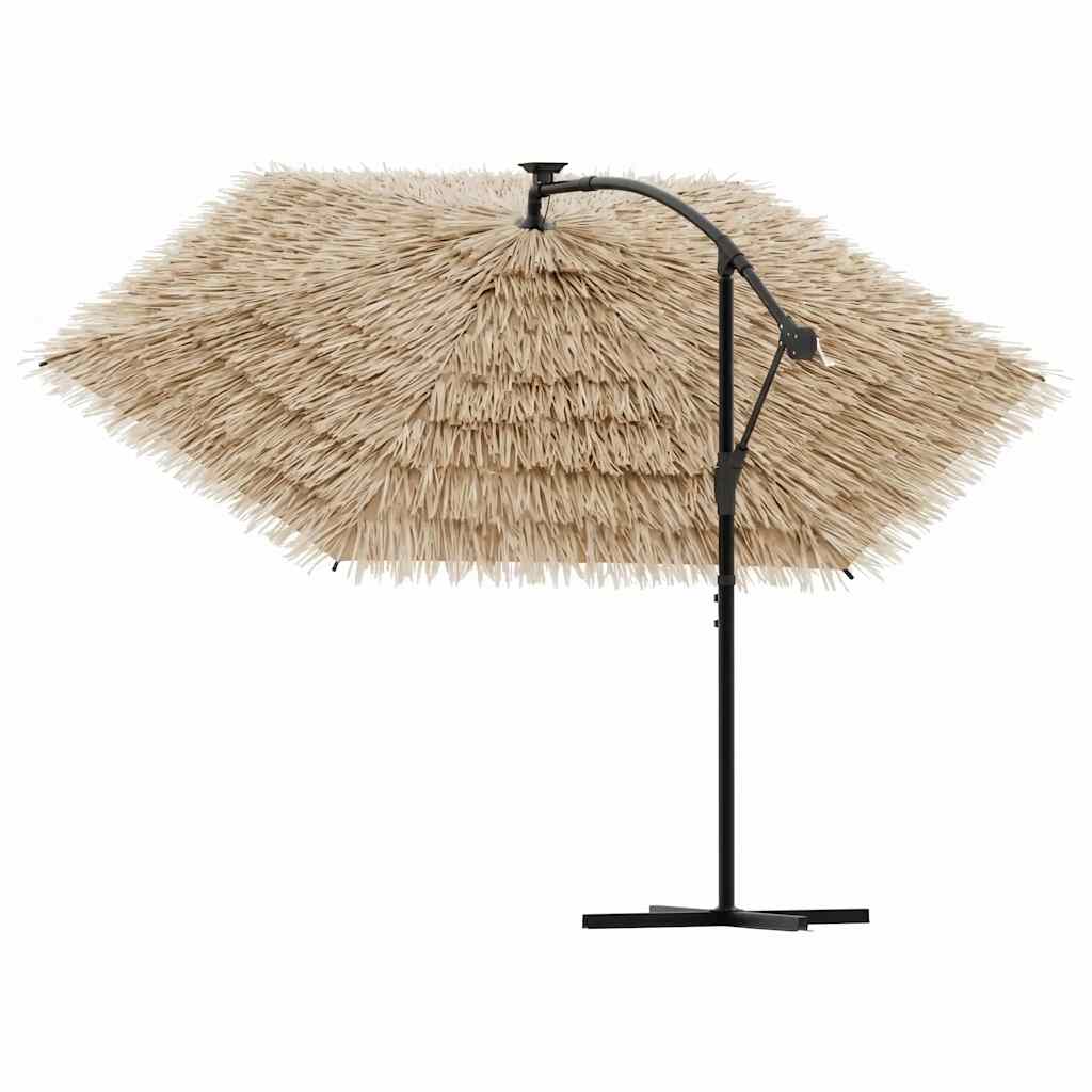vidaXL Parasol ogrodowy z LED, stalowy słupek, brązowy, 269x269x235 cm