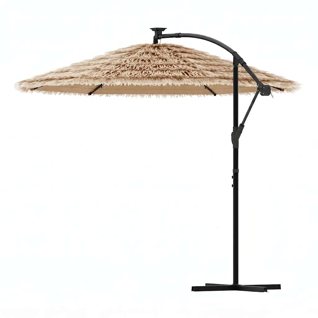 vidaXL Parasol ogrodowy z LED, stalowy słupek, brązowy, 269x269x235 cm